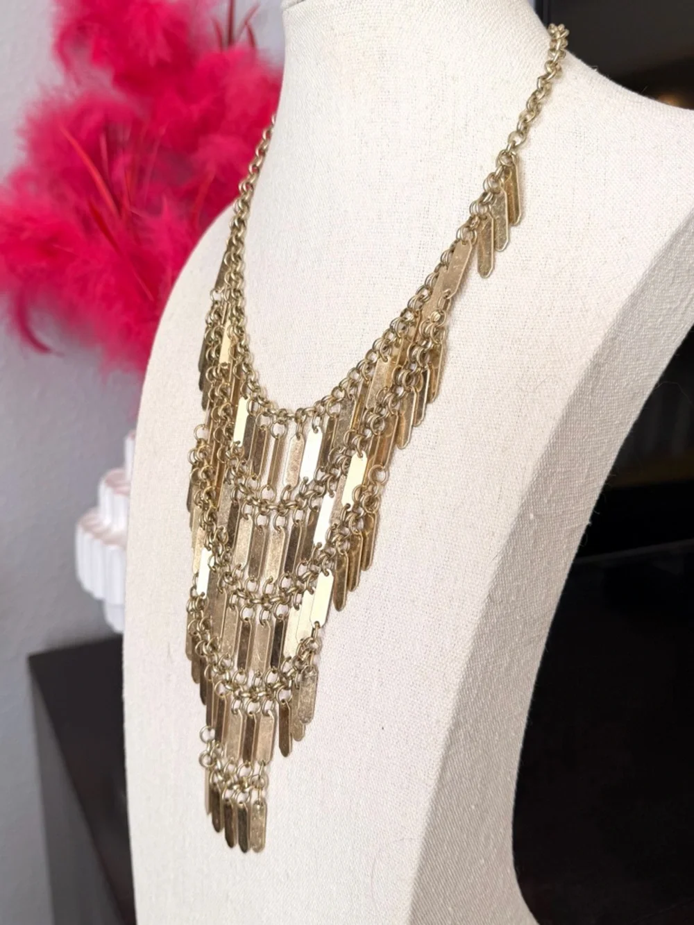 Statement Gold Multi-Layer Fringe Necklace